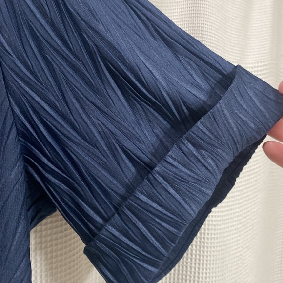 Eloquii NEW Caftan dress SZ 22 navy chevron pleating maxi v neck empire waist - Picture 8 of 10